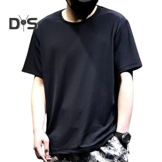 

Мужская летняя футболка Сплошной цвет ледяного шелка Тонкая сетка Быстросохнущая средней длины с круглым вырезом с короткими рукавами Мягкий дышащий пуловер Спортивный повседневный мужской тренинг в тренажерном зале M чёрный