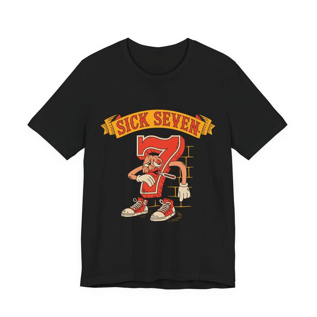 Sick Seven Vintage Cartoon 7 T-Shirt | 67 Nummernhemd