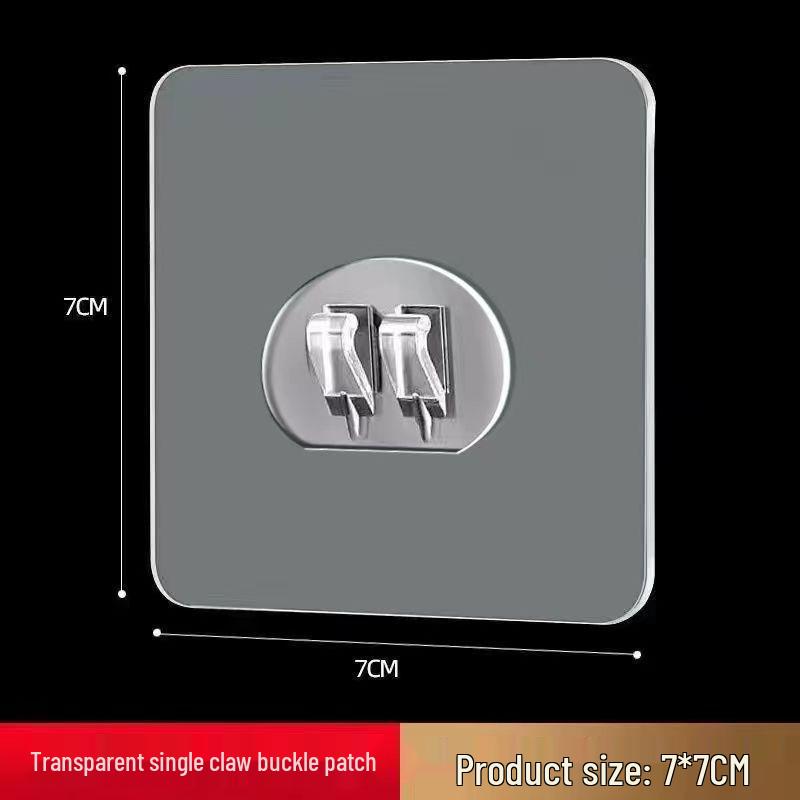 Multi-layer Adhesive Wall-Mount Storage Rack with Transparent Hooks for Bathroom