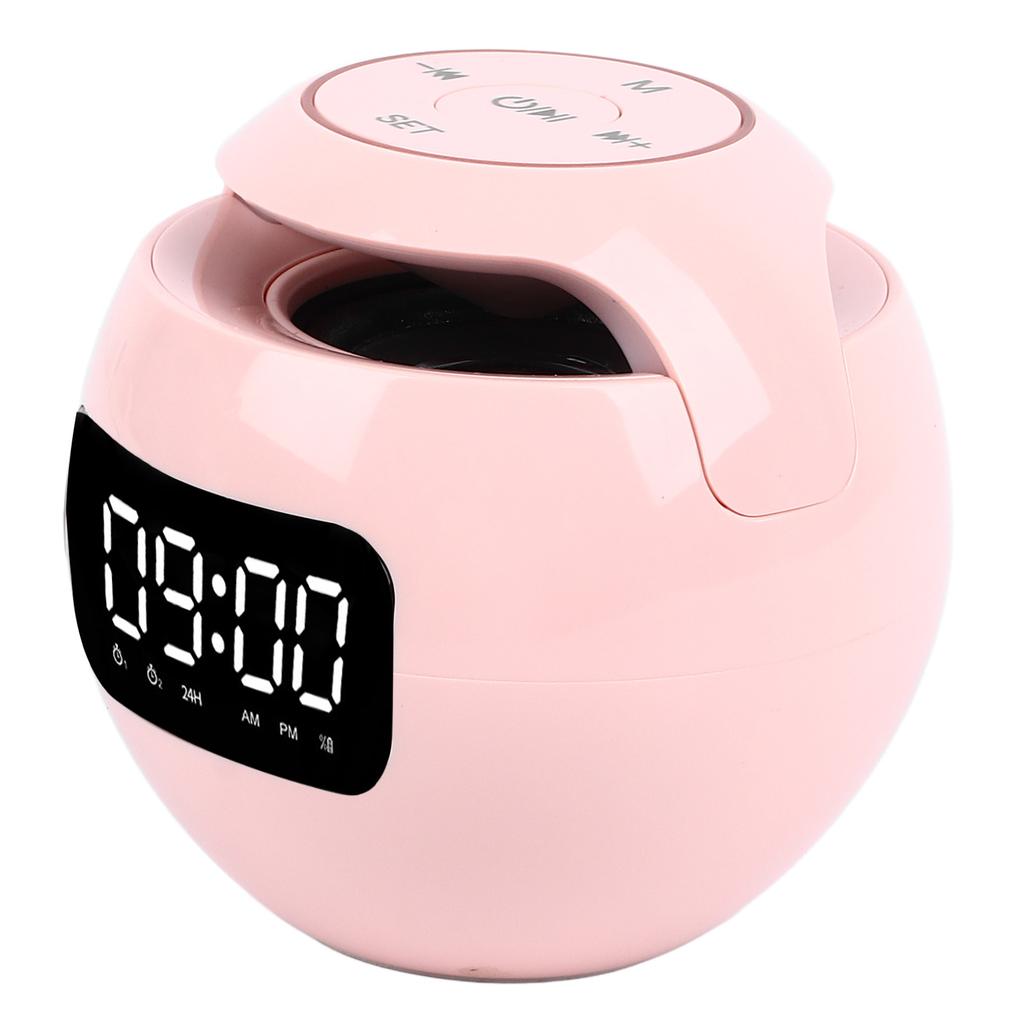 Bluetooth Clock Speaker Round Small Support Memory Card Wireless Alarm Clock Speaker with Radio Night Light