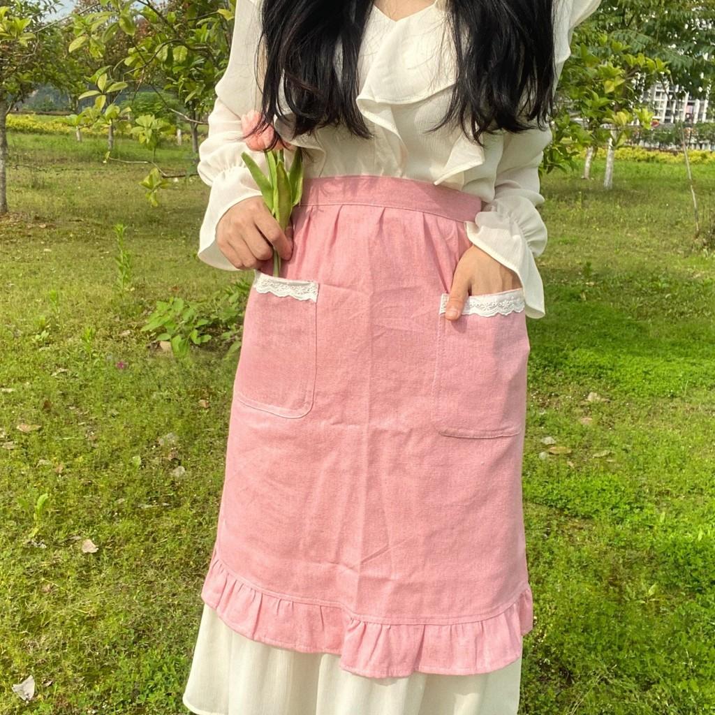 Cotton Linen Sleeveless Apron With Lace Trim For Kitchen Cooking And Baking