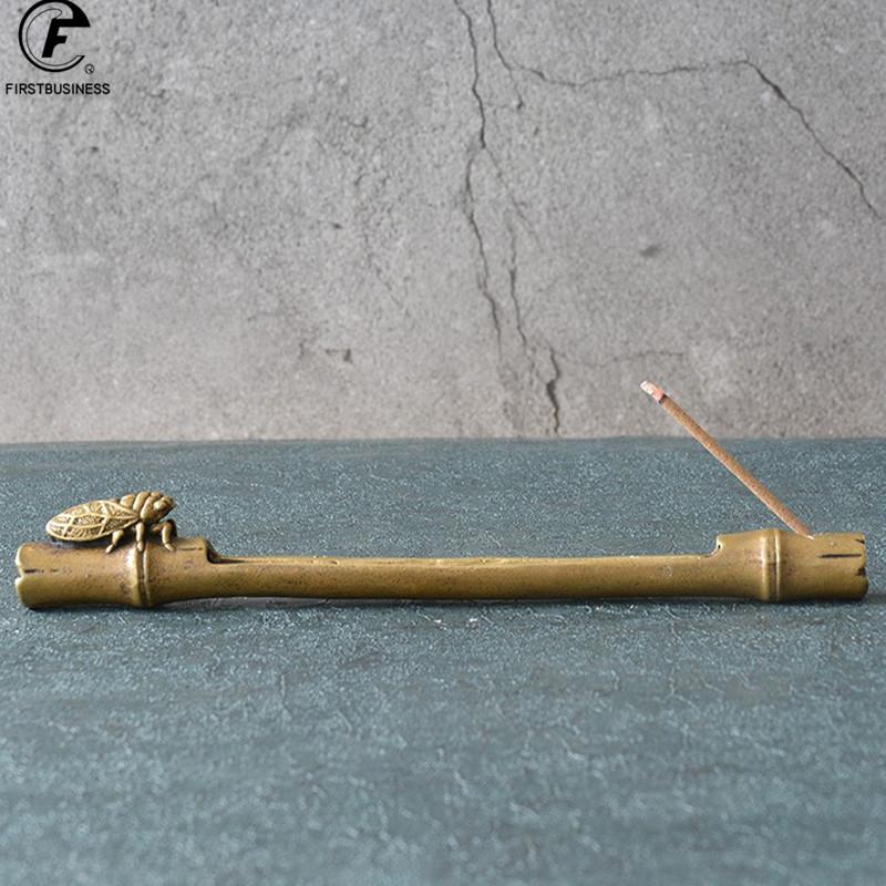 Happiness lies in contentment Incense Stick Holder Burner copper Censer Ornaments Retro Incense Burners Traditional style