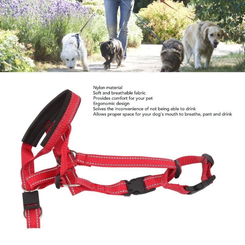 Dog Head Collar Breathable Dog Head Harness Dog Mouth Cover With Adjustable Strap For Outdoor Red L
