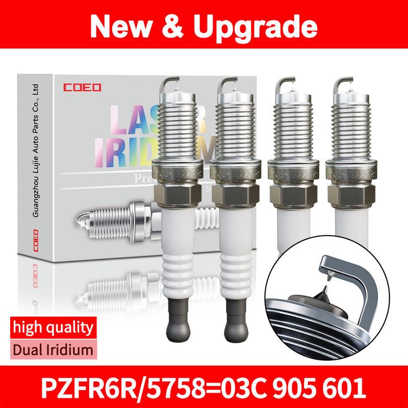 For PZFR6R 5758 0905601 Dual Iridium Spark Plugs For Volkswagen Bora Golf 6 Magotan Tiguan Passat Skoda Octavia Superb KIRS 5758 4PCS