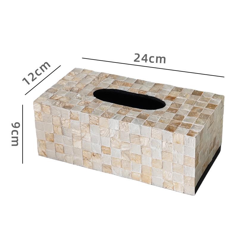 Creative Natural Seashell Tissue Box Nordic Square Rectangular Tissues Storage Box Family Living Room Table Decoration Ornaments
