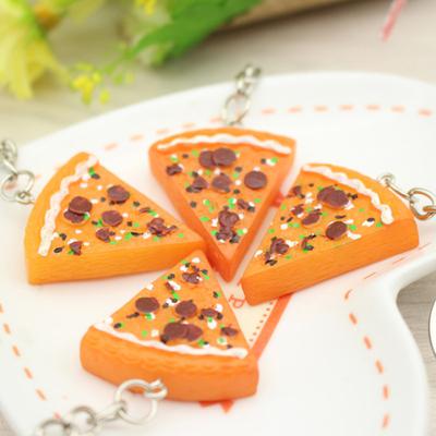 Pizza Pendant Keychain Key Ring Holder Hanging Bag Purse Decor