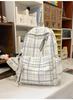 Schoolbag Soft Mist Milk Blues Healing Textured Plaid Middle School Backpack Women's Milk Huhu Sweet Soft Sister Travel Small Backpack