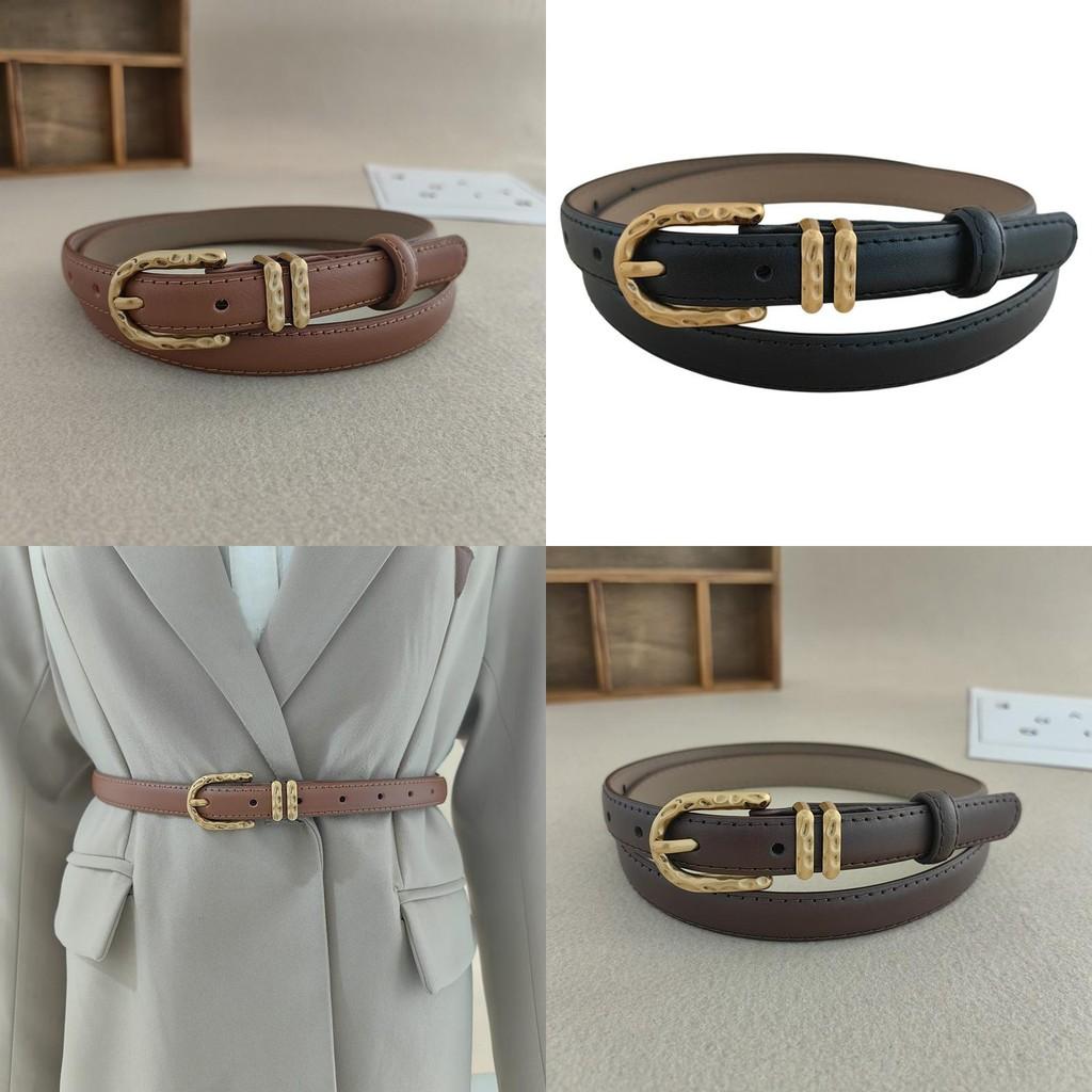Solid Color Leather Womens Double Layer Belt For Casual And Office Wear With Classic Buckle