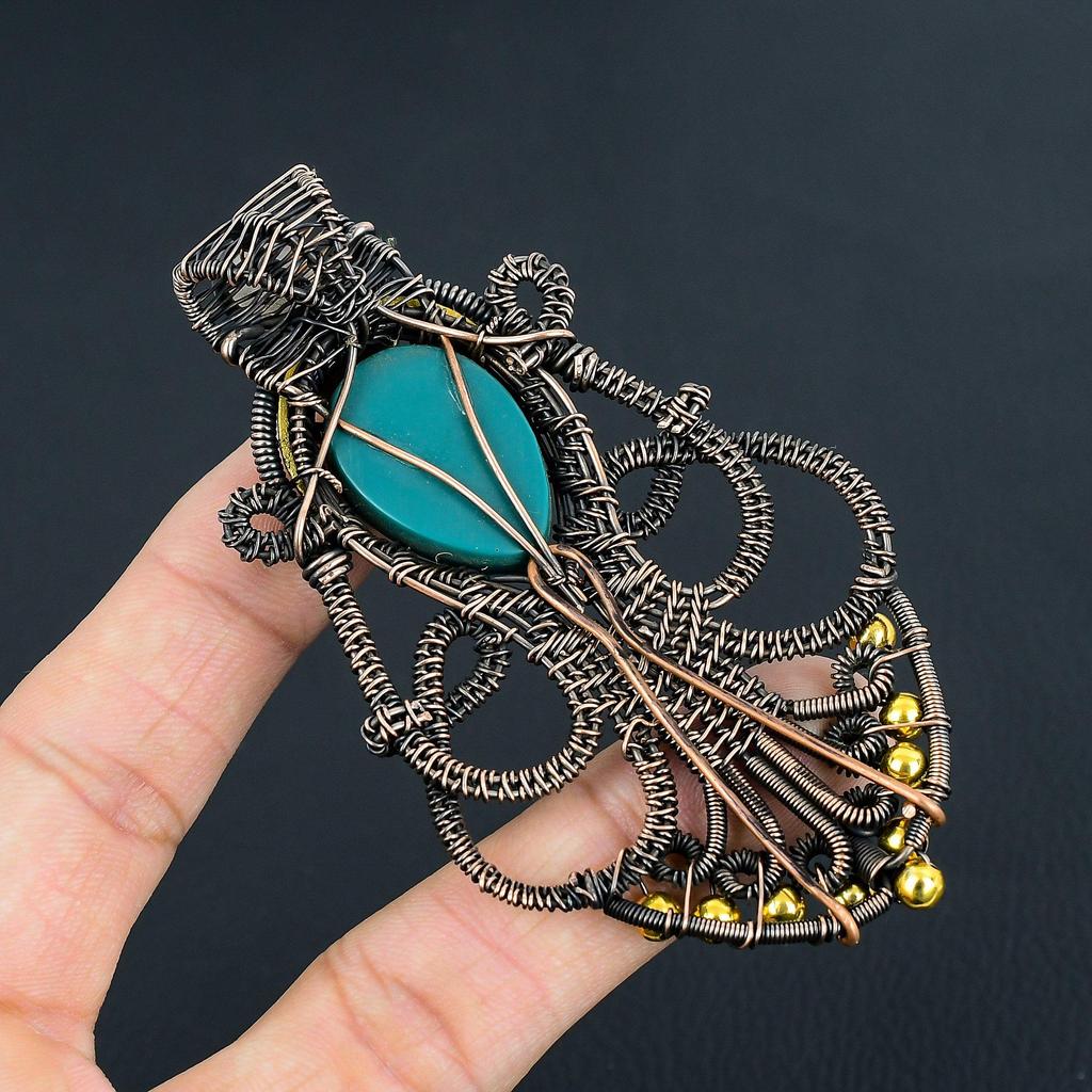 Carved Green Face & Moonstone Jewelry, 999 Copper Wire Wrapped Pendant Handmade Gemstone Jewelry, Gifts For Wife Brand New Pendant