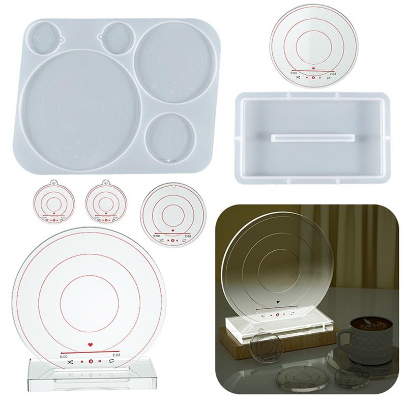 Round Media Player Mold,Coaster Silicone Resin Molds Round CD Disc Mold for Home Decor DIY Keychain Jewelry Making Mould