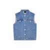 MLB New York Yankees SS24 Back Large Logo Single-Breasted Denim Vest Unisex Vest Light-Blue 3AVTB0141-50BLL