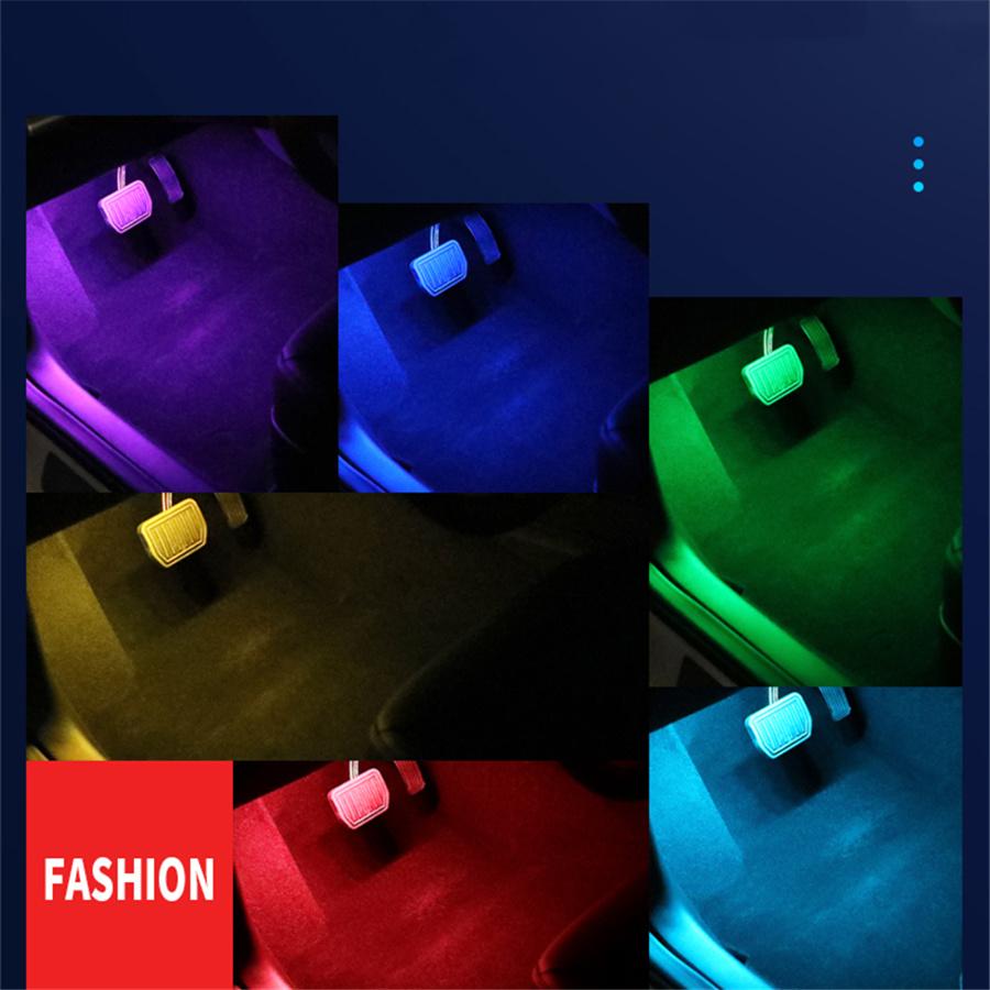 Car RGB LED Wireless Interior Decorative Ambient Light Foot Lamp Remote Control