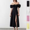 Spring New Women's Clothing, European and American Holiday French Dress, Temperament Sexy Split Shoulder Dress