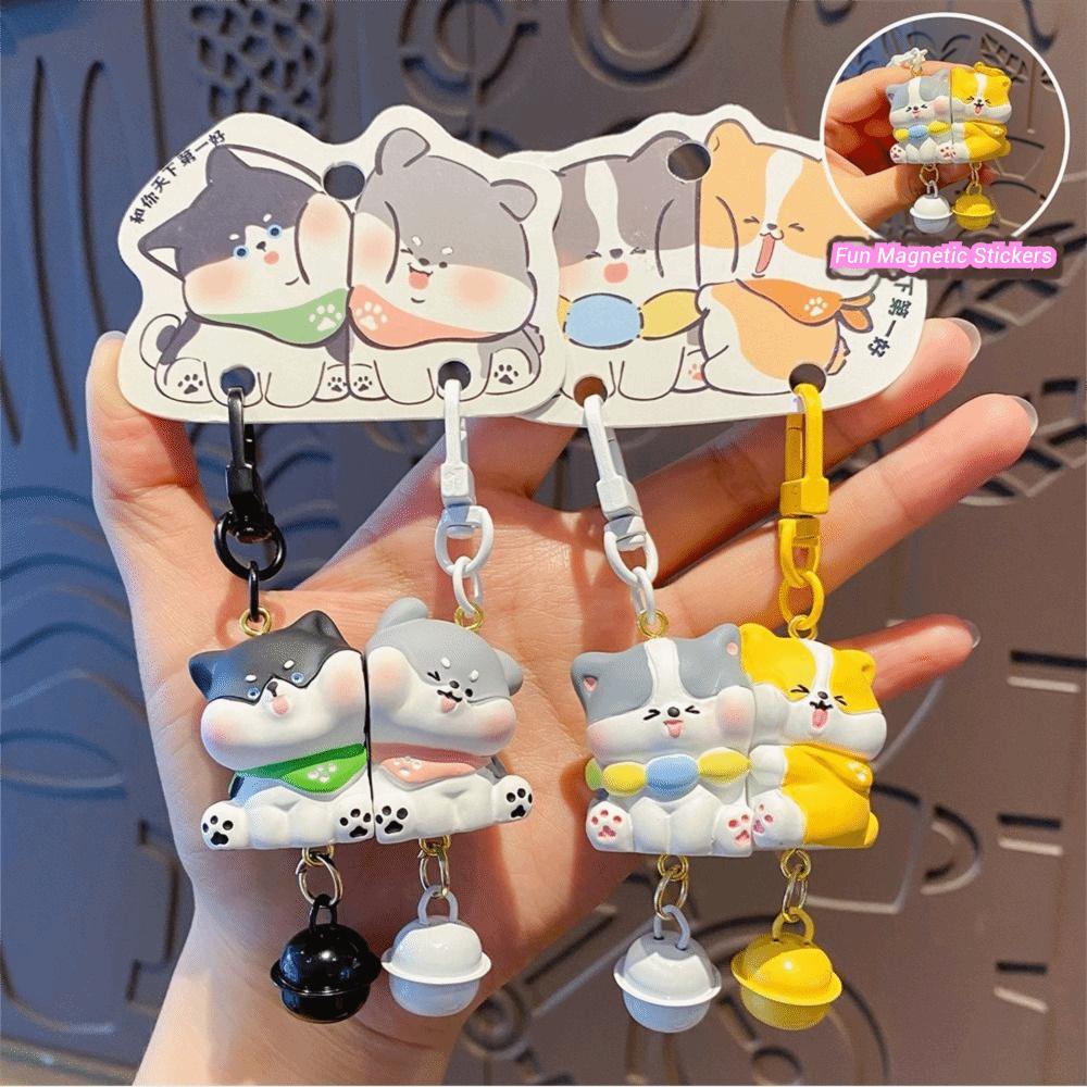 2Pcs/Set Resin Animal Keychain Hanging Keychain Sets Fashion Couple Pendant  Bag Charm