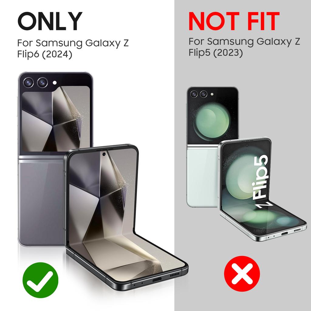 Custodia Rigida Sottile in PC per Galaxy Z Flip 6 con Protezione Schermo Integrata, Copertura Antiurto Antigraffio per Protezione Integrale, Per Ricarica Wireless-Nero