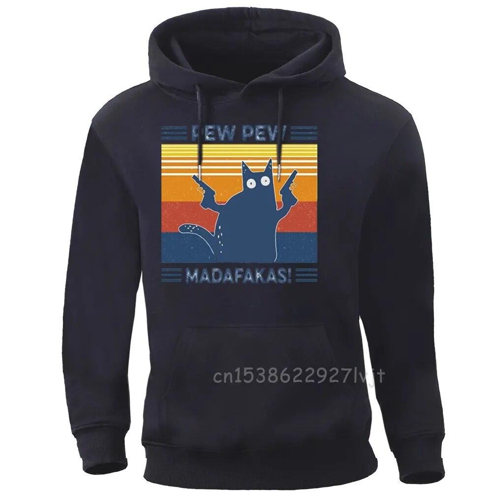 Забавный кот Пью Мадафакас, женские толстовки унисекс, пуловеры с круглым вырезом, топы, толстовка с капюшоном Camisas, уличная одежда с капюшоном, толстовки унисекс, толстовка с капюшоном L