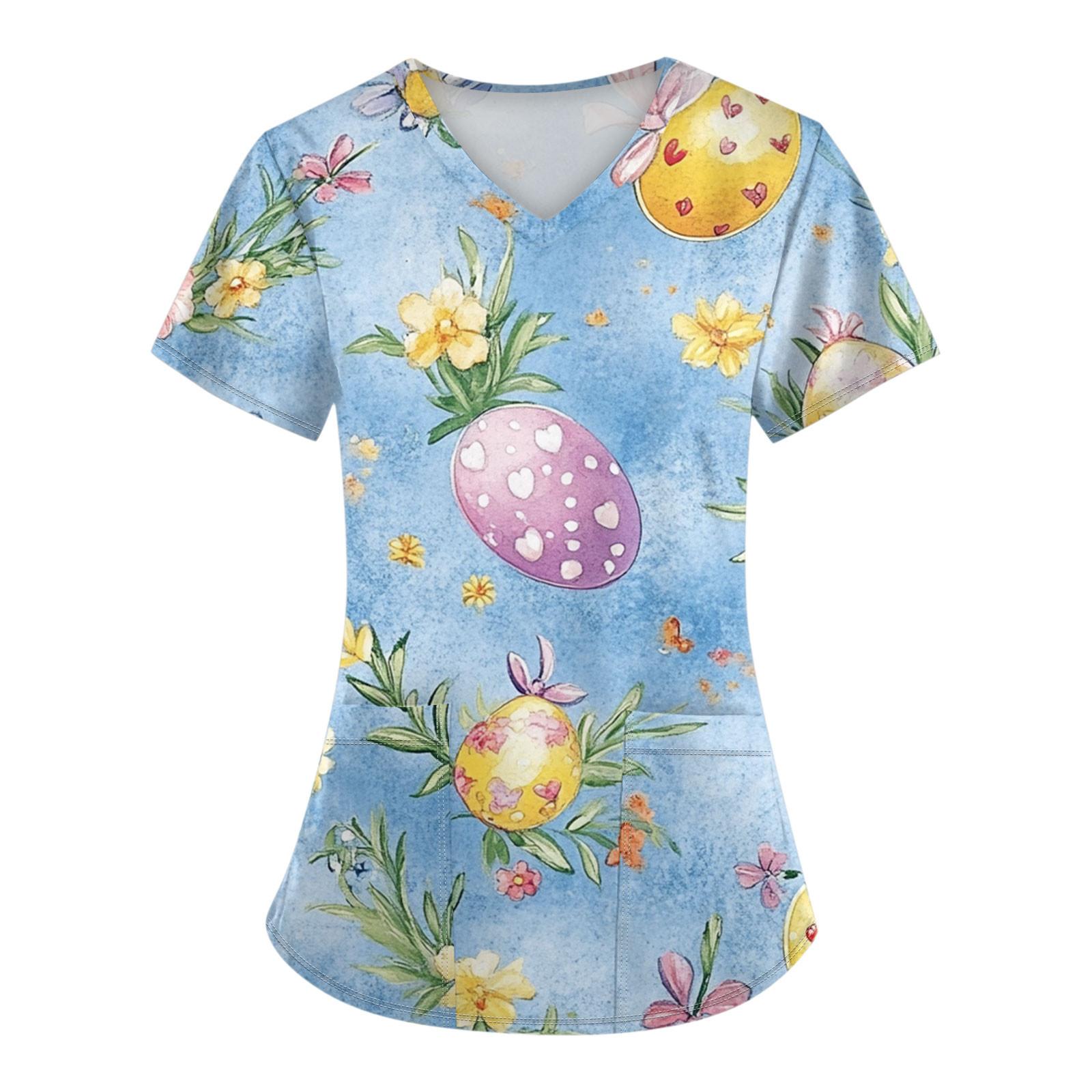 

Женские модные комбинезоны с коротким рукавом и V-образным вырезом, с карманами, пасхальные топы с принтом, одежда L