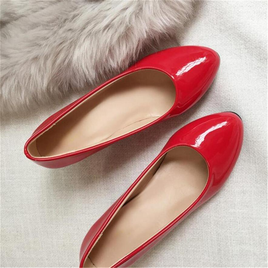 

Женские кожаные элегантные туфли на низком каблуке с острым носком на платформе US6.5 красный