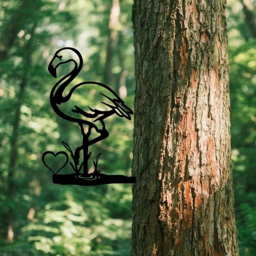 2PCS Peeking Donkey Flamingo Metal Garden Stake Yard Outdoor Decor