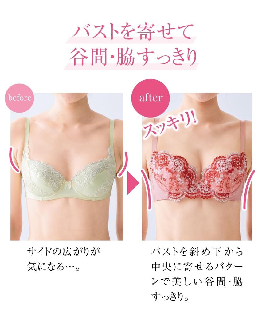 Nissen Floral Embroidered Bra and Panty Set Grace Color Women's (4-Pack) C80/L,