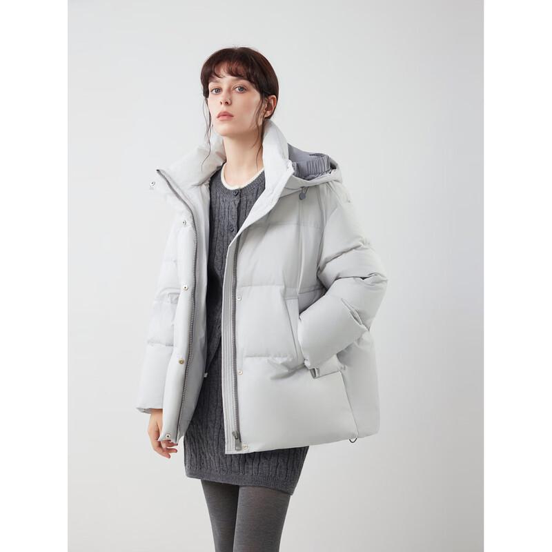 ELLE Women's 90% Duck Down Loose Hooded Puffer Jacket