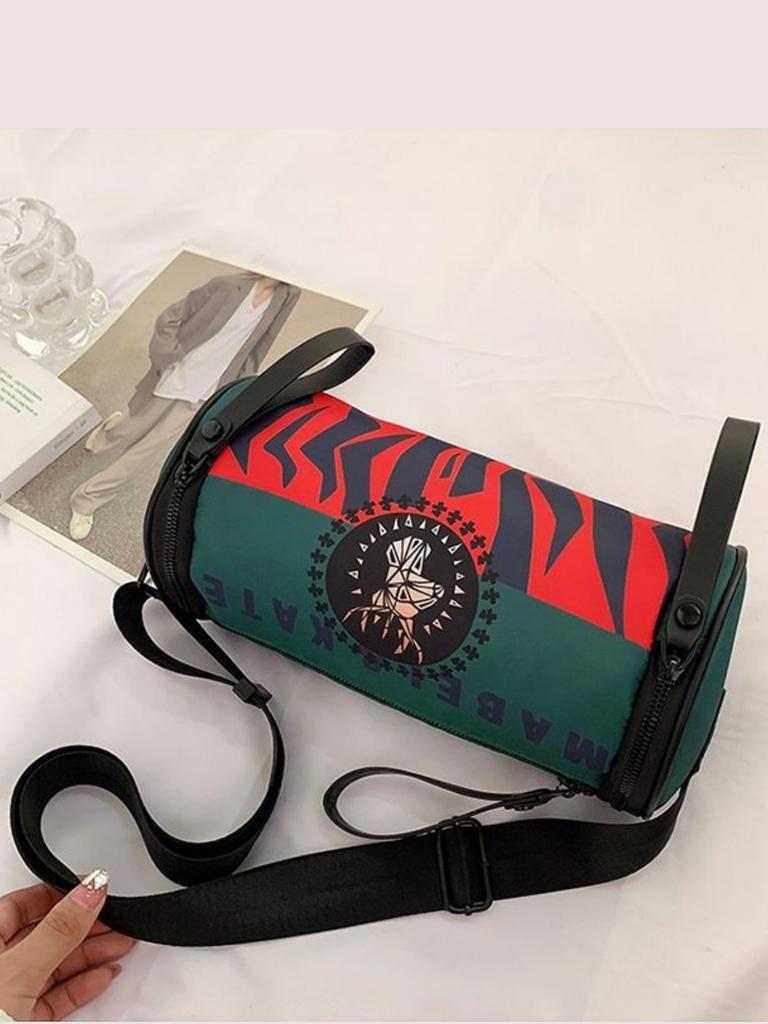 New Fashionable Canvas Nylon Crossbody Bag Casual Large Capacity Cylindrical Shoulder Bag