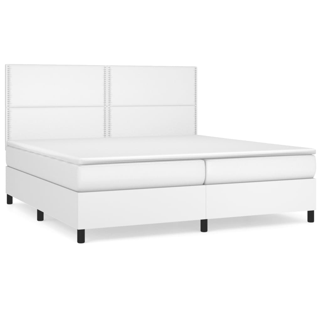 Box Spring Bed with Mattress White 200x200 cm Faux Leather