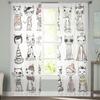 Cartoon Cat Kitty Drapes for Living Room Bedroom Kitchen Decoration Contemporary Kawaii Animal Pet Chiffon Sheer Curtain