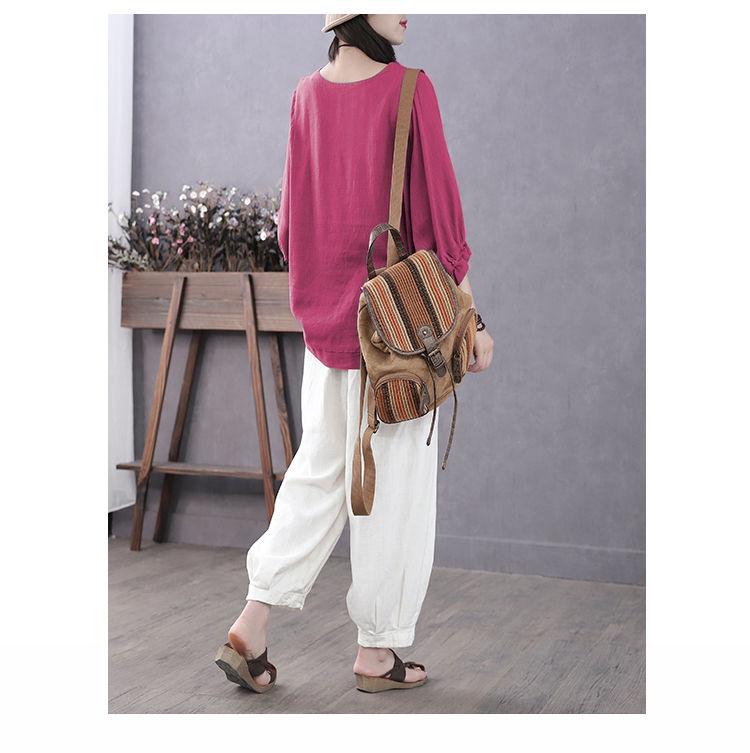 Loose Round Ne Bat Sve Top Pure Color Women's T-irt Polyester Fabric Batwing Sve Casual Comfortable Summer Top