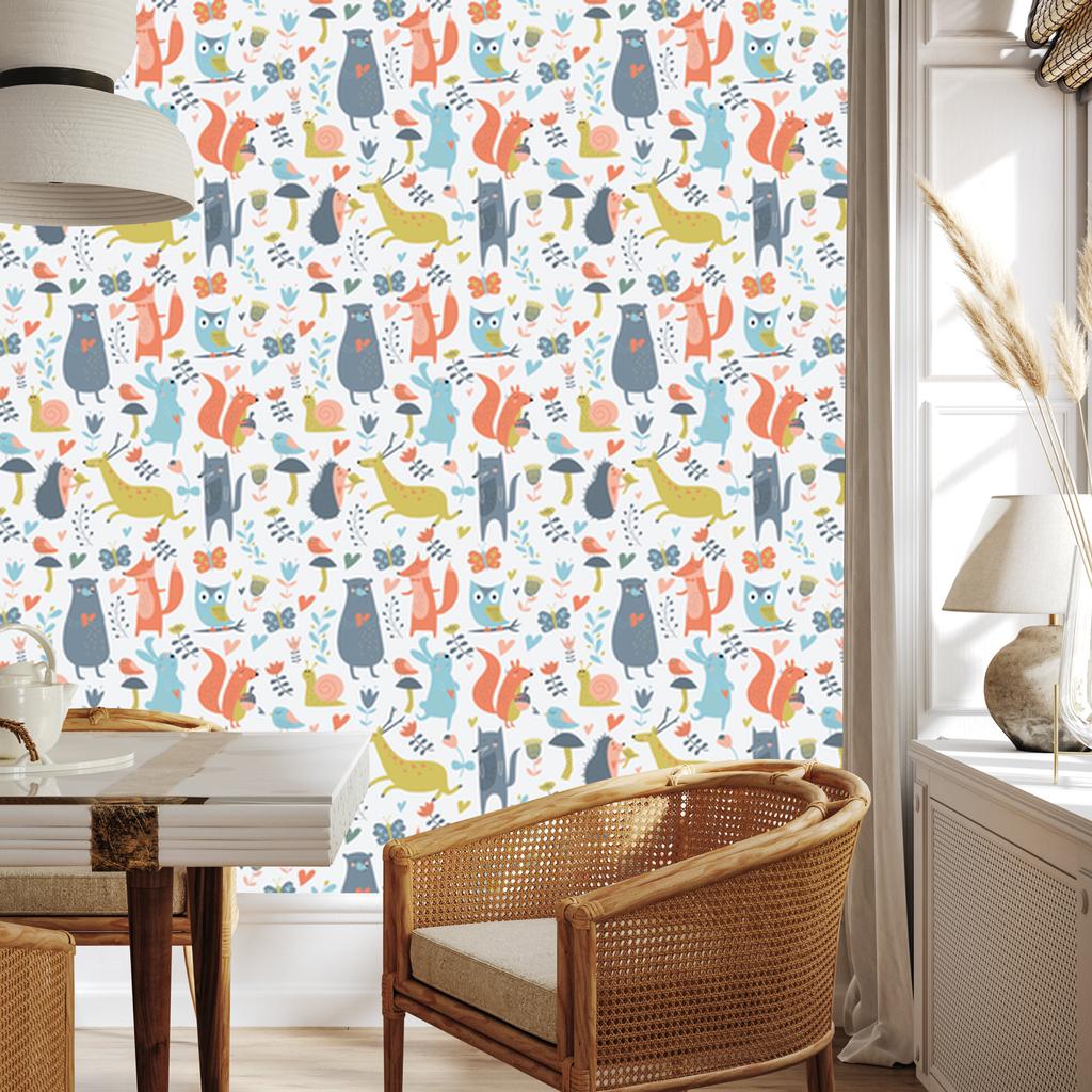 Forest Wallpaper with Animals In Love for the Living Room and Bedroom 50x1000