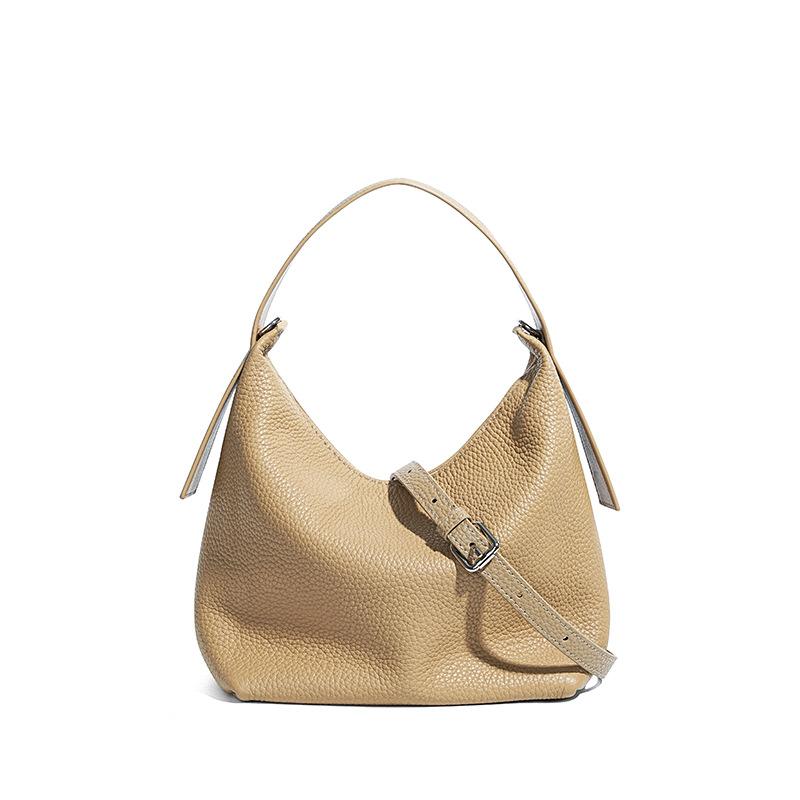New Soft First-layer Cowhide Messenger Tote Bag, Solid Color Leather Commuting Versatile High-end Portable Women's Bag