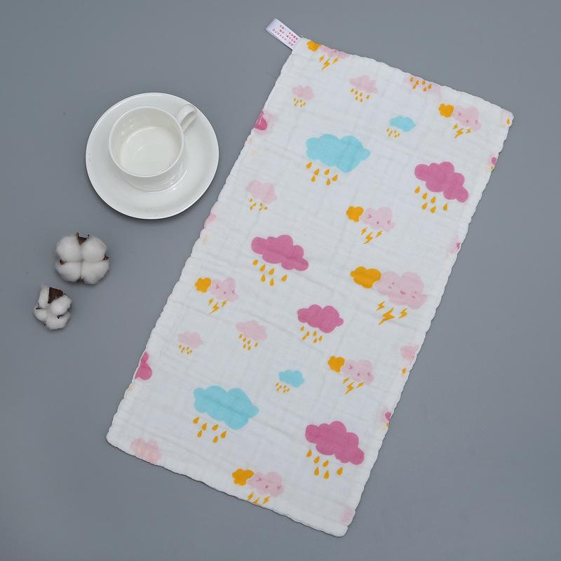 6 Layer Pure Cotton Baby Gauze Square Towel High Density Printed Children Face Washing Saliva Towel Soft Absorbent