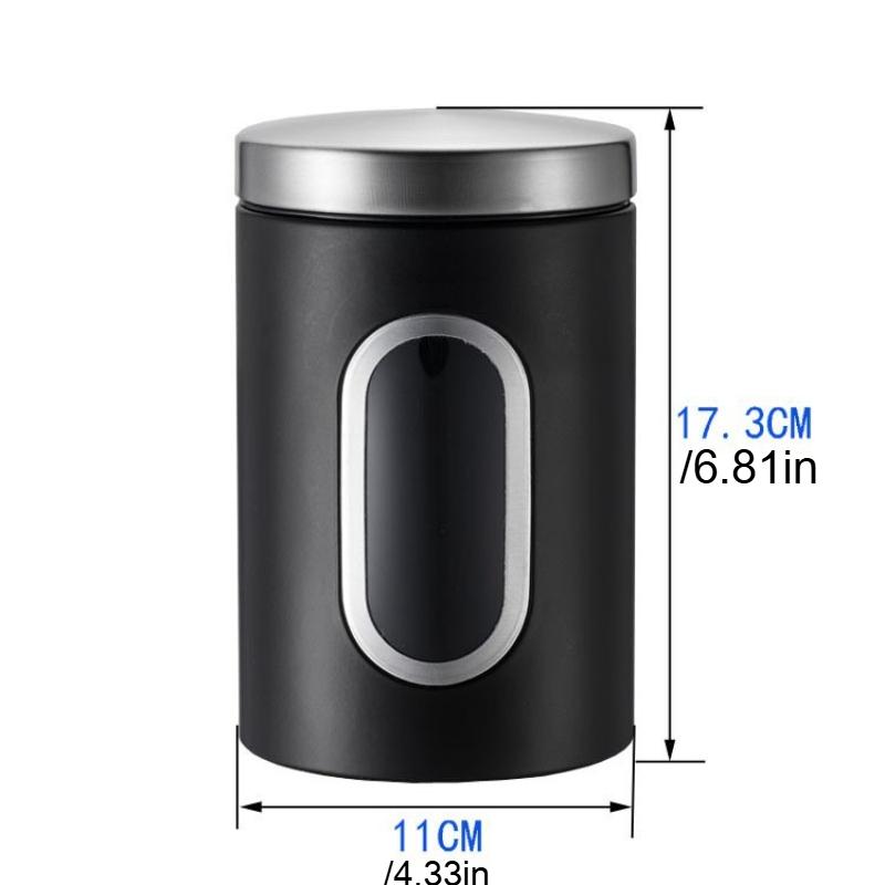Koffiebus Roestvrij Staal Voedselbewaarblikken met Visueel Raampje Keukenopslag Koffiebonen Thee-blaadjes Afgesloten Blikken