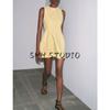 Summer New Product Women's Clothes French Pleated Design Fluffy Hem Round Neck Short Sleeveless Dress 3123281