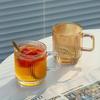 1/2PCS Vertical Grain Glass Coffee Cup 340ML Water Cup With Handle Suitable Iced Coffee Juice Cup Valentine's Day Gifts