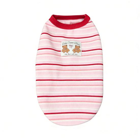 Хлопковый ребристый жилет для собак мелких пород, летний, без рукавов, в полоску, для щенков, мягкий, дышащий, одежда для питомцев S