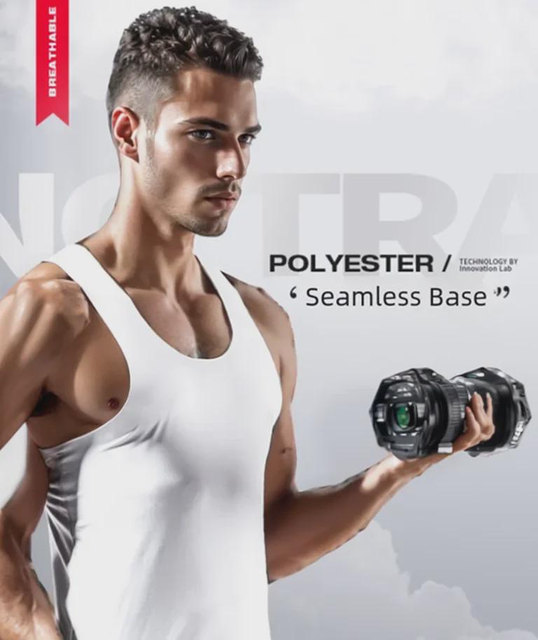 Men's Ice Silk Seamless Round Neck Slim Fit Sports Undershirt