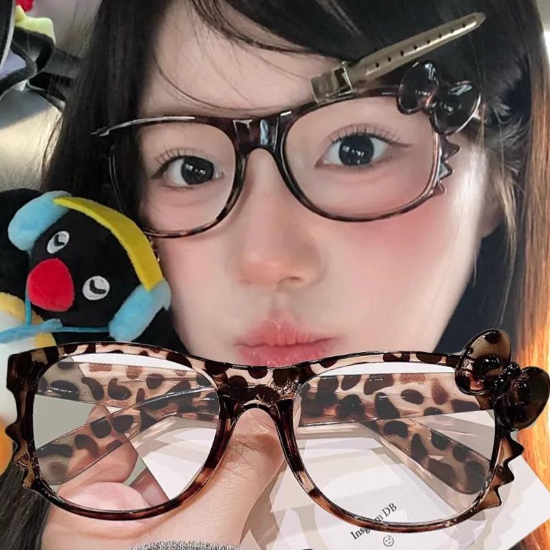 Kawaii Leopard Print Eyeglass Frame Accessories Cute Beauty Cartoon Anime  Vintage Eyeglass Frame Toys For Girls Gifts