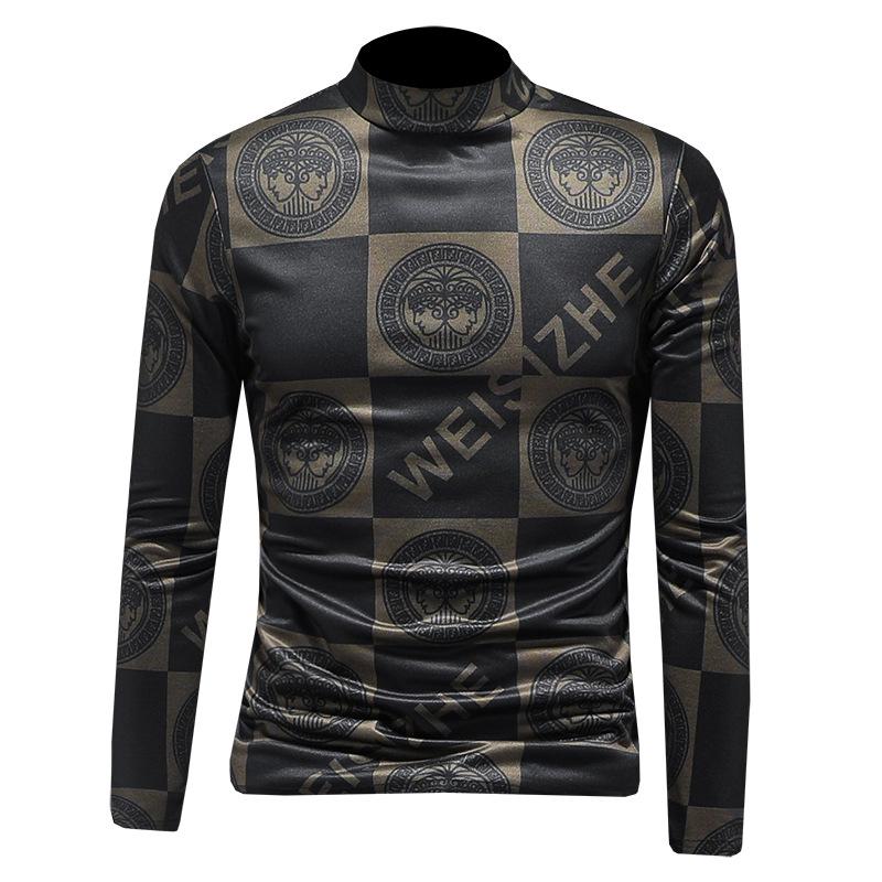 Autumn Men's Plaid Round Neck Hoodie, Casual Luxury Print Design, Versatile Fashion Layer