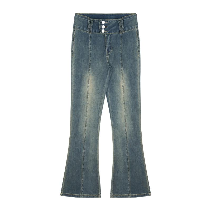 

Джинсы Stretch Skinny с высокой талией и микроклешем для женщин S синий