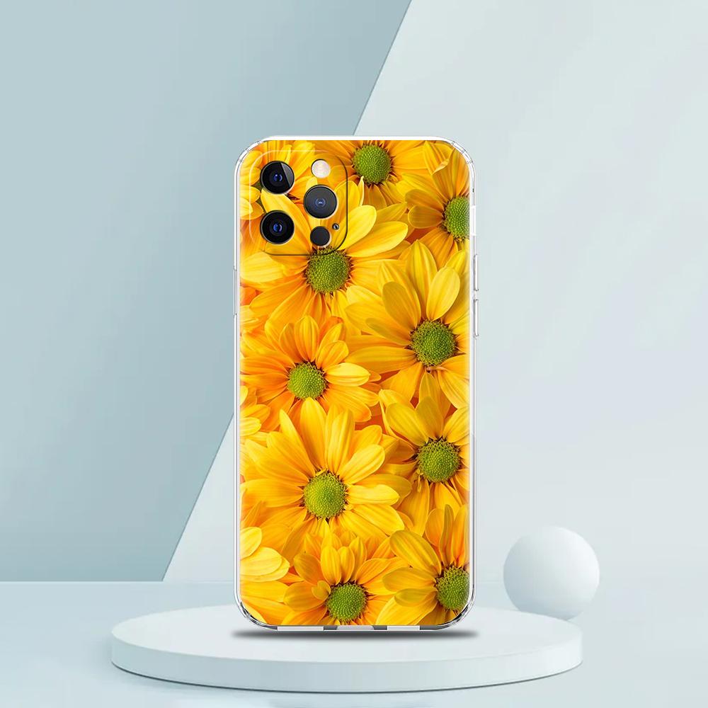 For iPhone 15 16 14 13 12 Mini 11 Pro Max XS X XR SE 7 8 Plus Silicone Clear Cover Beauty Flowers Leaves Luxury Phone Case