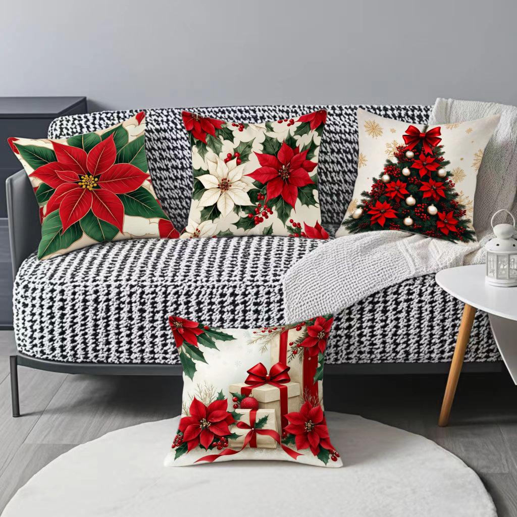 New Christmas Pillow Case Red Combination Festive Atmosphere Decoration Home Sofa Pillow Bedside Cushion