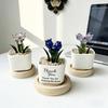 Mini Potted Glass Flower Decoration Miniature Tulip Flower Planter Pot Figurine Statue Home Office Bookshelf Desktop Ornament