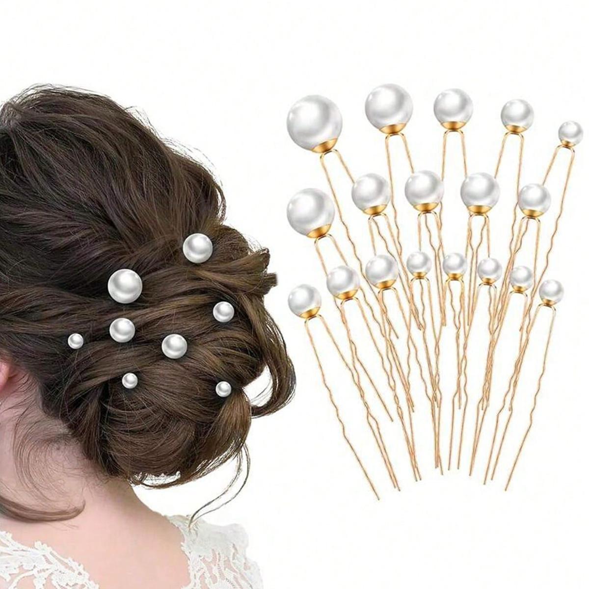 

18Pcs Fashionable and Elegant Gold Pearl Hairpins for Bridal Updo Styling, Suitable for Bridal Outfits, Dress Wear, and Can Also Be Used for Daily Use золотистый
