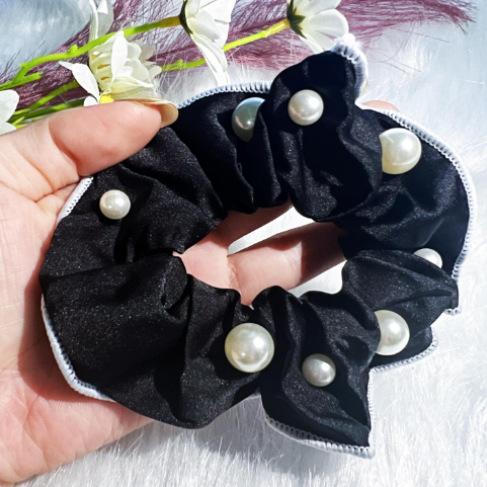 3Pcs Fashion Korean Style Version Pearl Headband Simple and Fashionable Fabric Colon Headband Sweet Ponytail Maruko Hair Rope