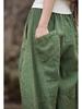 Damen Frühling Baumwolle-Leinen Locker Geschnitten Ramie Laternenhose