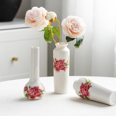 White Ceramic Fresh Flowers Hydroponic Vase - Simple Living Room/Dining Table Decoration.