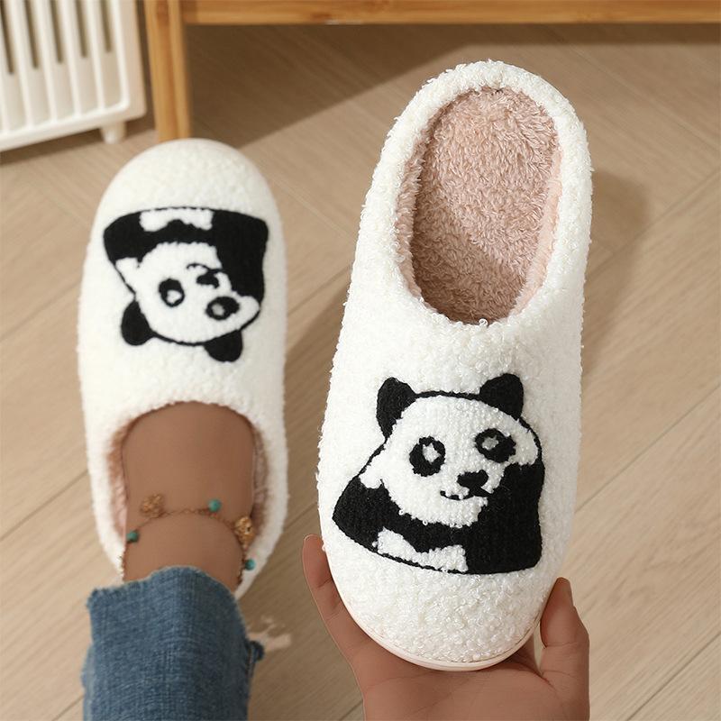 Panda home cotton slippers autumn and winter EA non-slip sole warm couple plush female couple baotou