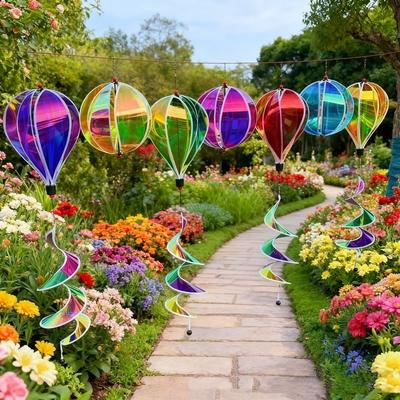 1PC Wind Turning Random Color Hot Air Balloon Colorful Giant Size Windmill Rotating Sequins Hanging Decorations Camping