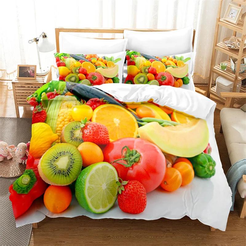 Fruit Duvet Cover Set Queen Size Quilt Covers Double Bed 220x240 3D Single Thin Bedding Set 2PCS 3PCS Pillowcase Full Twin King
